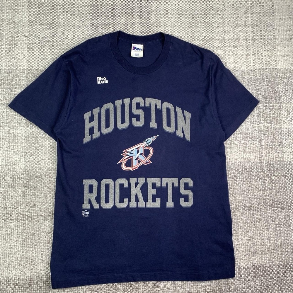 Vintage 90s Houston Rockets Pro Player T-Shirt Navy USA Made Size Large